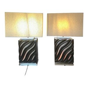 Modern Table Lamps with Beige Shades set of 2